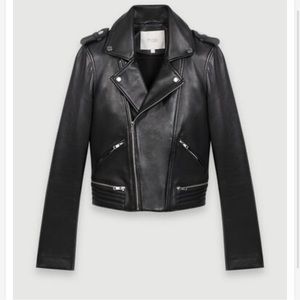 Maje >Women’s Black Genuine Leather Biker Jacket Europe size>36